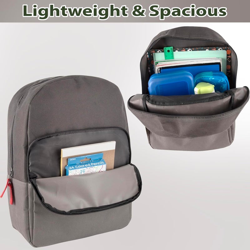 Trailmaker Color Block Backpacks for School Boys and Girls, 15 Inch Two Tone Colorful Small Travel Backpack for Kids (Grey) - Image 2